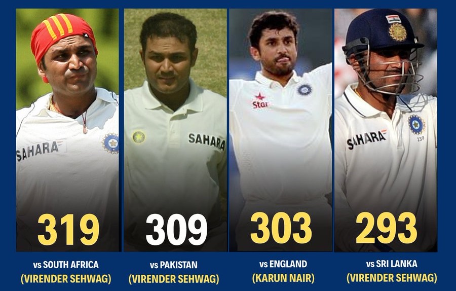 Top 5 High Scores for India in Test Cricket by Individual Players